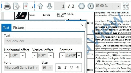 Printing Support for Telerik RadGridView with Watermark - WinForms GridView