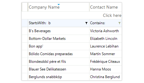 VirtualGrid for Telerik WinForms Filtering Sorting Screenshot